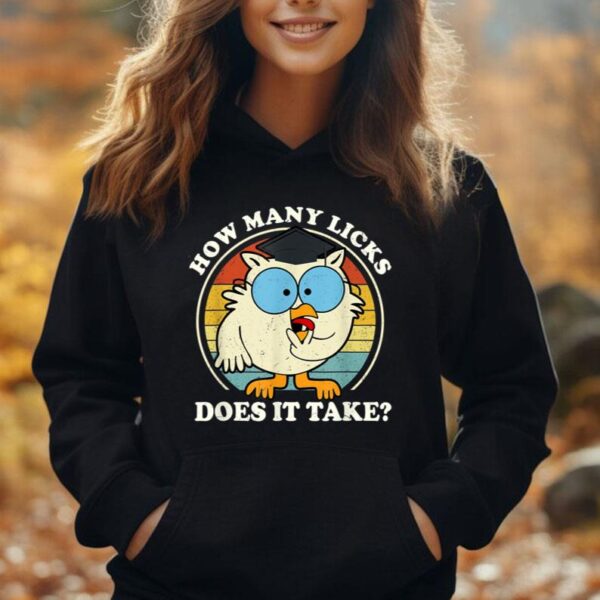 Funny Owl How Many Licks Does It Take Retro Vintage Unisex Hoodie