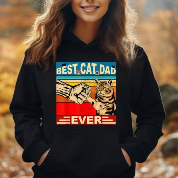 Funny Retro Best Cat Dad Ever Vintage Mens Dads Kitty lovers Unisex Hoodie