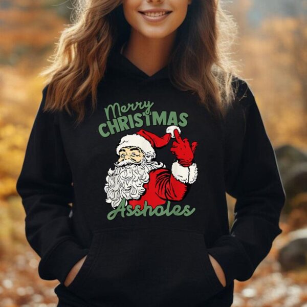 Funny Santa Claus Merry Christmas Assholes Unisex Hoodie