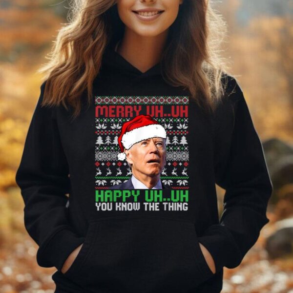 Funny Santa Joe Biden Merry Uh Uh Christmas Ugly Unisex Hoodie