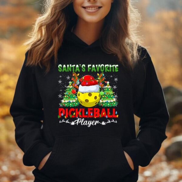 Funny Santas Favorite Pickleball Player Christmas Pajama Unisex Hoodie