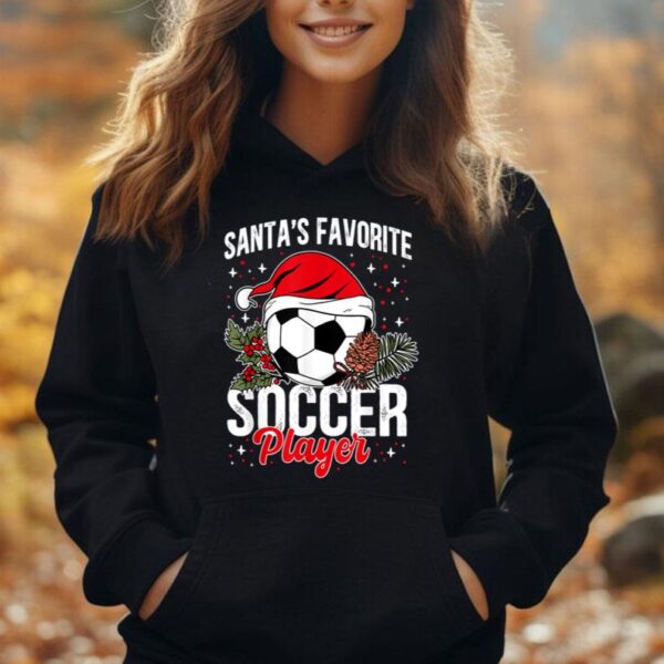 Funny Santa's Favorite Soccer Player Christmas Soccer Unisex Hoodie