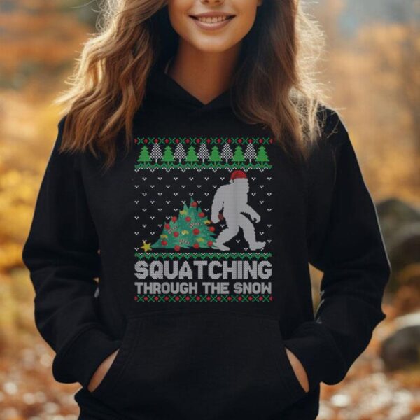 Funny Sasquatch Christmas Squatching Bigfoot Xmas Sweater Unisex Hoodie