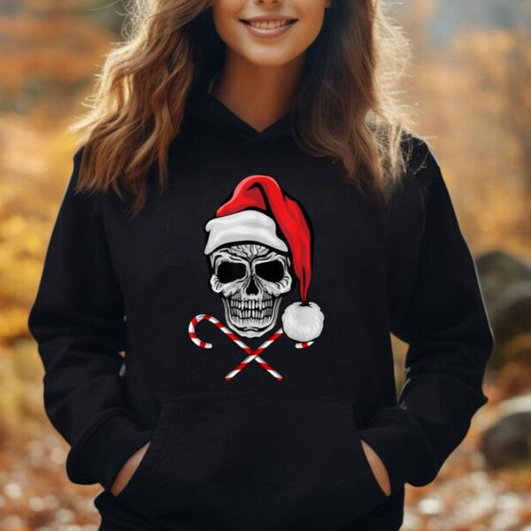 Funny Skeleton Skull Santa Hat Candy Christmas Xmas Pajama Unisex Hoodie