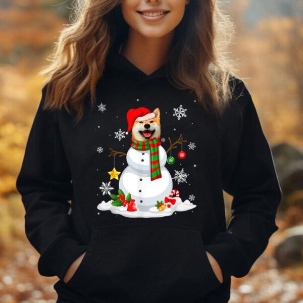 Funny Snowman Shiba Inu Dog Santa Hat Christmas Unisex Hoodie