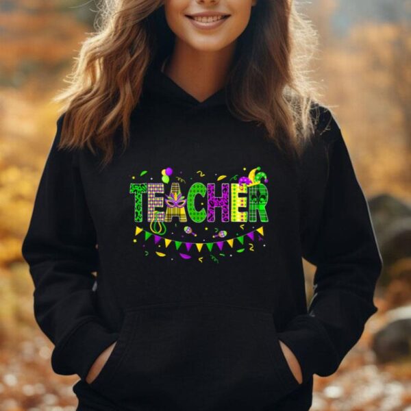 Funny Teacher Mardi Gras Family Matching Outfit Unisex Hoodie