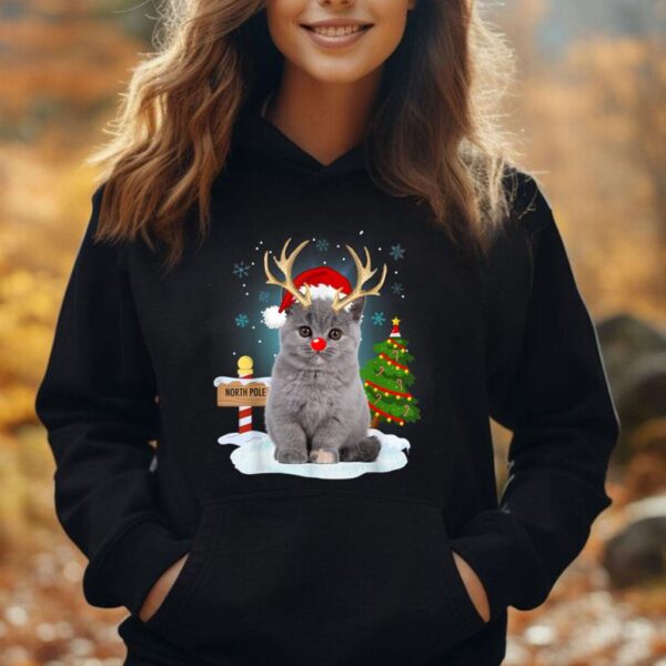 Funny Ugly Sweater Cat Reindeer North Pole Christmas Unisex Hoodie