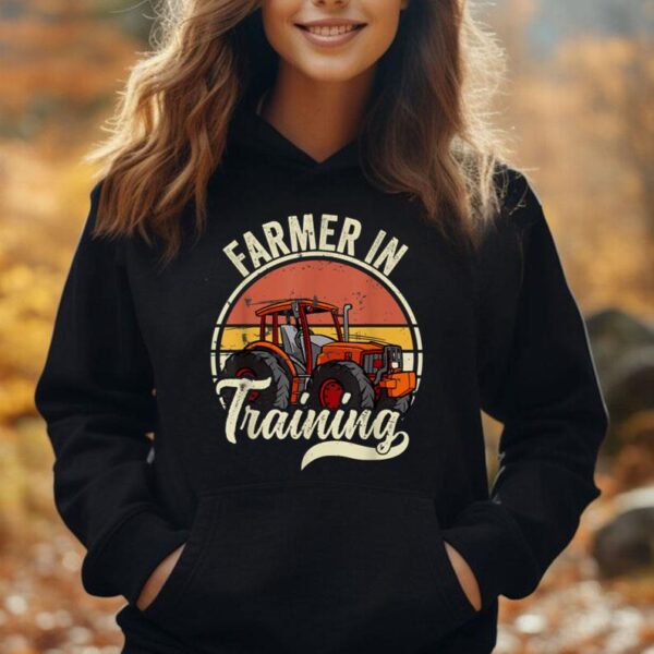 Funny Vintage Tractor Idea Farmer In Training Unisex Hoodie