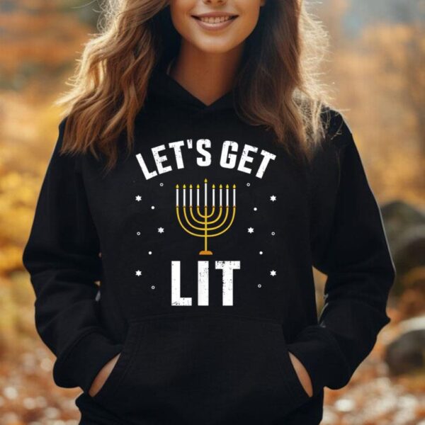 Funny let's lit with menorah for jewish hanukkah Unisex Hoodie