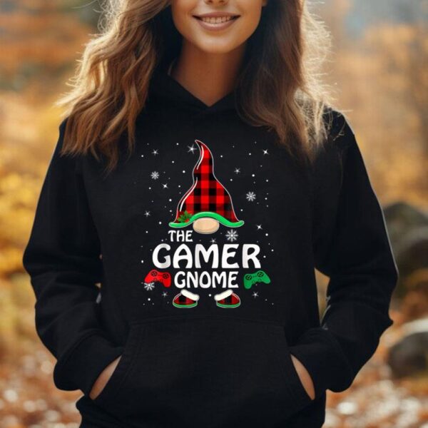 Gamer Gnome Buffalo Plaid Family Christmas Pajama Boys Kids Unisex Hoodie