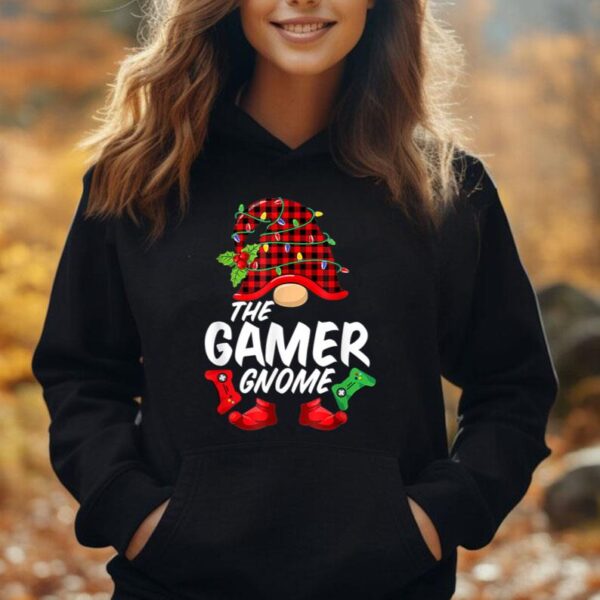 Gamer Gnome Plaid Red Funny Christmas Video Gamer Men Boys Unisex Hoodie