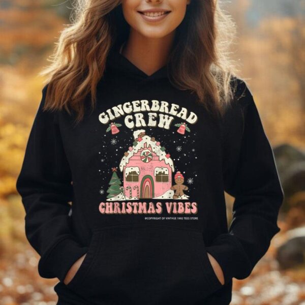 Groovy Christmas Pink Gingerbread House Cookie Baking Crew Unisex Hoodie