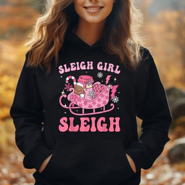 Groovy Pink Christmas Coffee Sleigh Girl Sleigh Xmas Holiday Unisex Hoodie