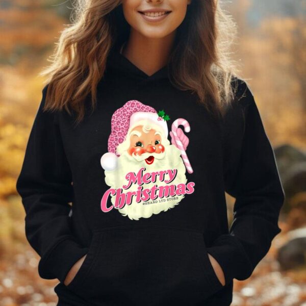 Groovy Vintage Pink Santa Claus Merry Christmas Women Kids Unisex Hoodie