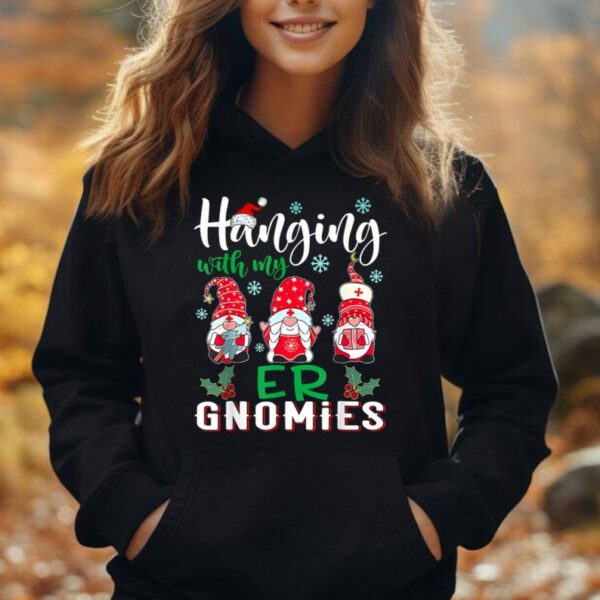 Hanging With My ER Gnomies Nurse Christmas Santa Hat Unisex Hoodie