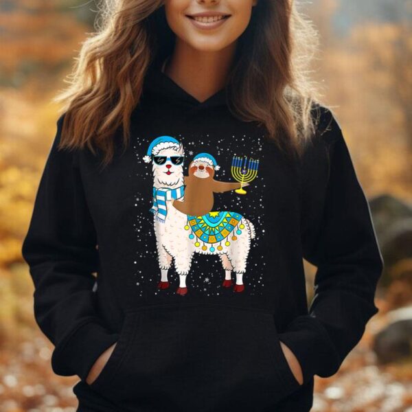 Hanukkah Llamakah Llama Sloth Happy Hanukkah Chanukah Unisex Hoodie