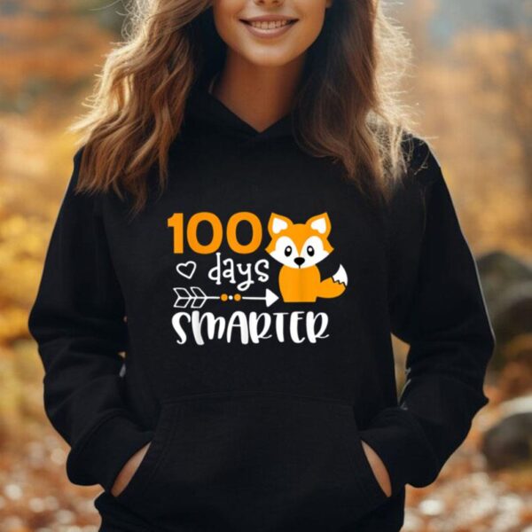 Happy 100 Days Of School Smarter Funny Cute Fox Teacher Kids Unisex Hoodie