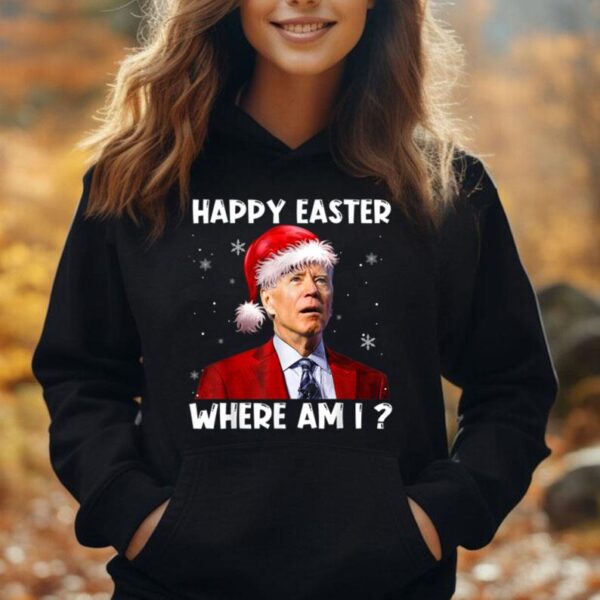 Happy Easter Where Am I Funny Joe Biden Santa Christmas Unisex Hoodie