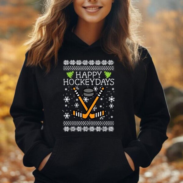 Happy Hockeydays Ugly Christmas Xmas Hockey Men Boys Kids Unisex Hoodie