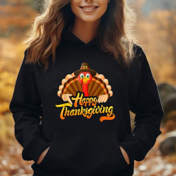 Happy Thanksgiving For Boys Girls Kids Pilgrim Turkey Unisex Hoodie