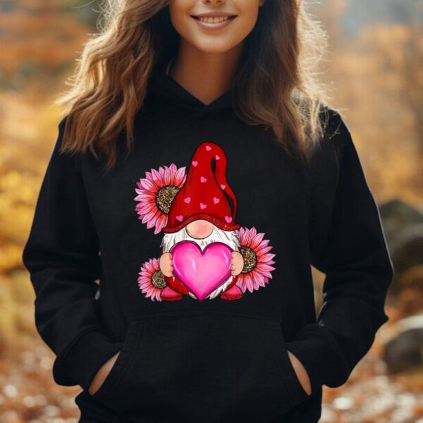 Happy Valentine's Day Gnome with Leopard Sunflower Valentine Unisex Hoodie