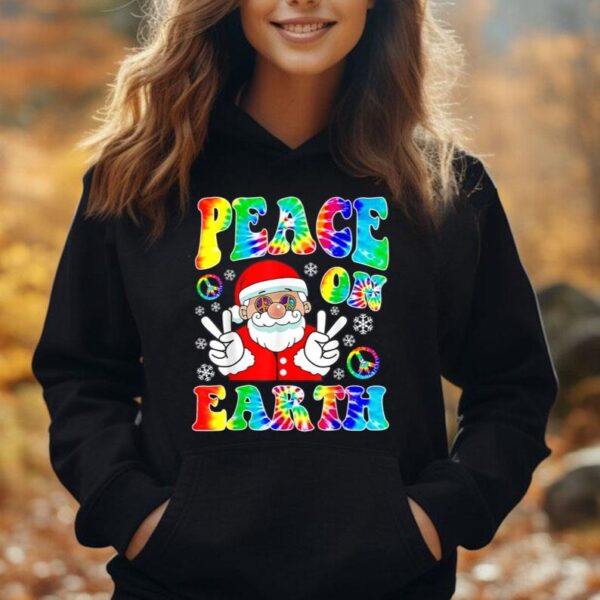 Hippie Peace on Earth Boho Christmas Santa Claus Pajamas Unisex Hoodie