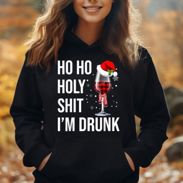 Ho Ho Holy Shit I'm Drunk Wine Santa Christmas Unisex Hoodie