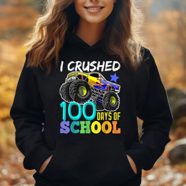 I Crushed 100 Days Of School TShirt Boys Monster Truck Unisex Hoodie