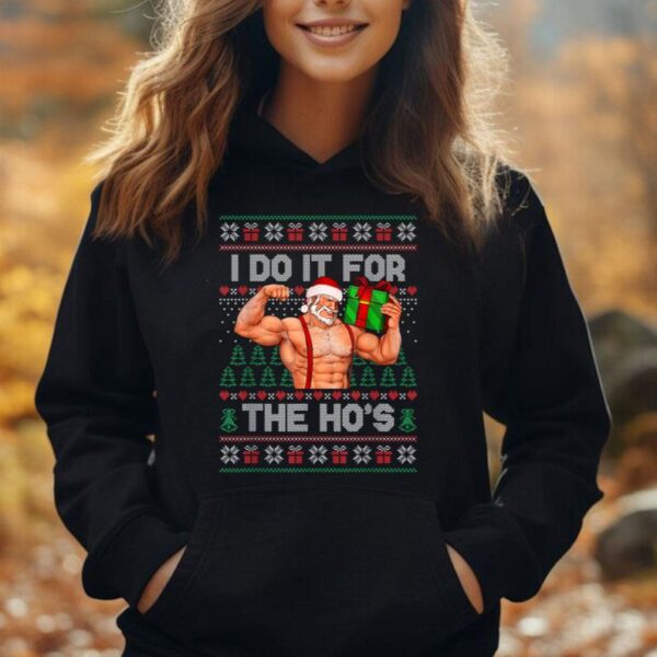 I Do It For The Ho Funny Bodybuilding Gym Santa Christmas Unisex Hoodie