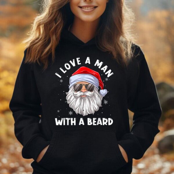 I Love A Man With A Beard Santa Claus Christmas Pajamas Unisex Hoodie