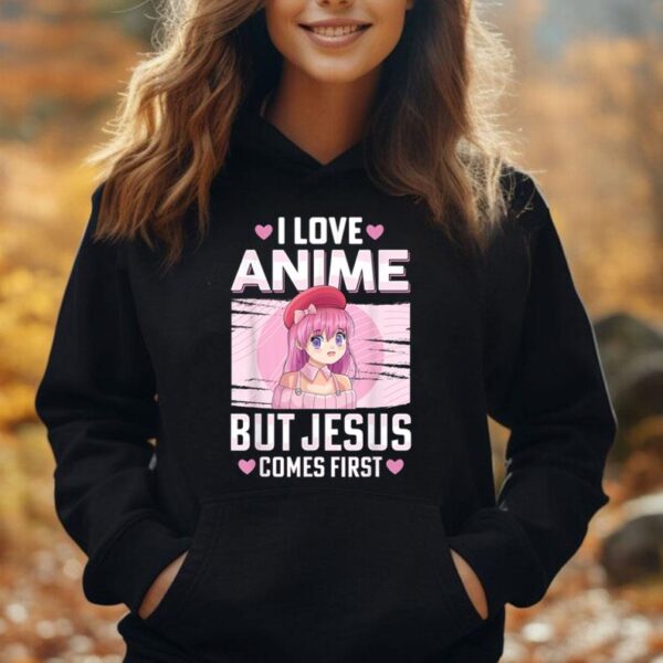 I Love Anime But Jesus Comes First Funny Anime Teen Girls Unisex Hoodie