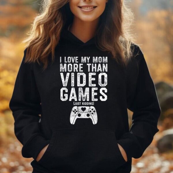 I Love My Mom Video Gamer Valentines Day Boys Kids Teen Unisex Hoodie