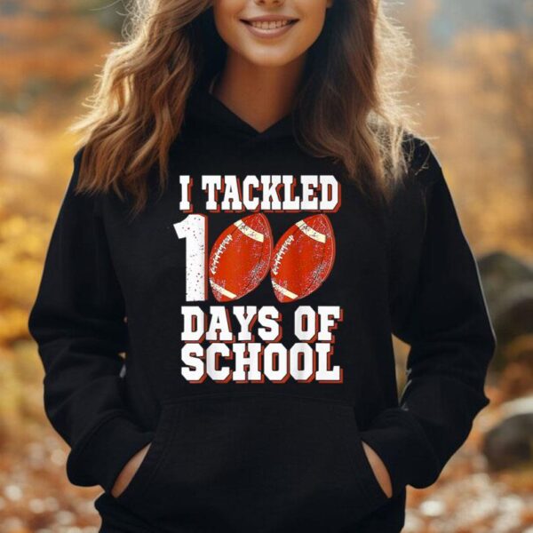 I Tackled 100 Days Of School Football 100th Day Boys Kids Unisex Hoodie