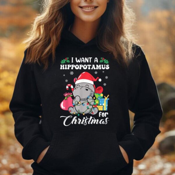 I Want A Hippopotamus For Christmas Hippo Christmas Pajamas Unisex Hoodie