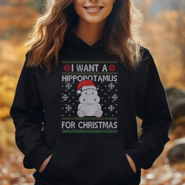 I Want A Hippopotamus For Christmas Ugly Xmas Sweater Hippo Unisex Hoodie