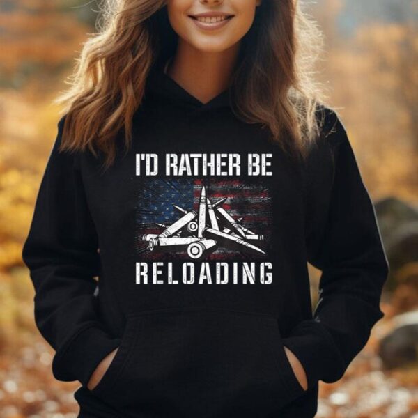 I'd Rather Be Reloading Shooter Guns Ammo American Flag Unisex Hoodie