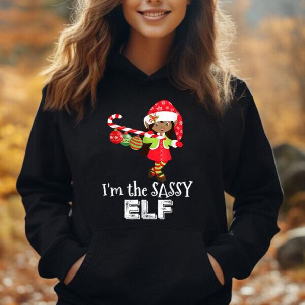 I'm The Sassy Elf African American Girl Christmas Candy Cane Unisex Hoodie