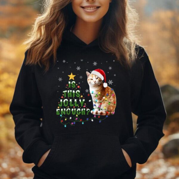 Is This Jolly Enough Santa Cat Light Christmas Unisex Hoodie