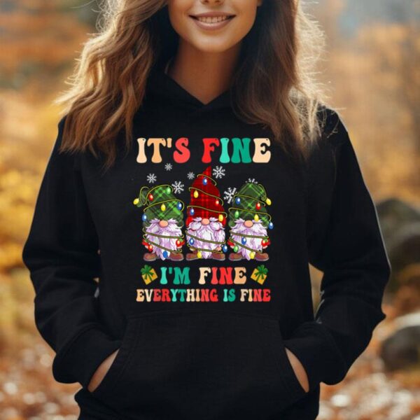 It's Fine I'm Fine Everything Is Fine Christmas Lights Gnome Unisex Hoodie