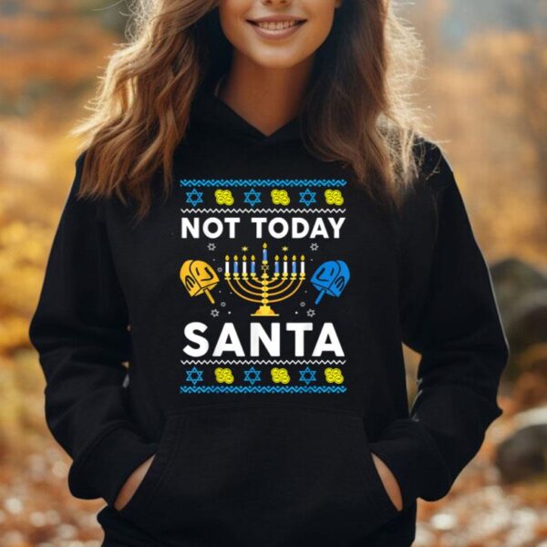 Jewish Ugly Hanukkah Sweater Not Today Santa Men Women Funny Unisex Hoodie