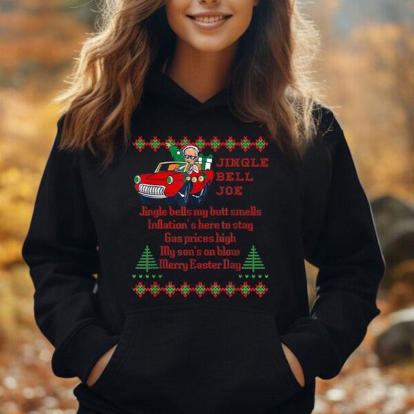 Jingle Bell Biden Xmas Santa Trump 4 Ugly Christmas Sweater Unisex Hoodie