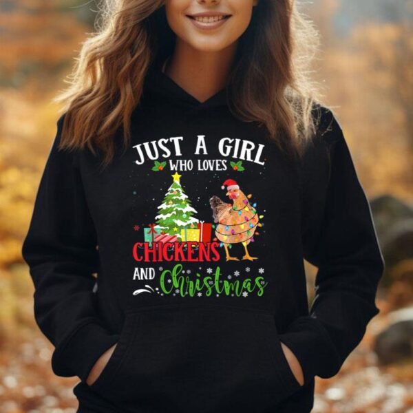 Just A Girl Loves Chicken And Christmas Pajamas Unisex Hoodie