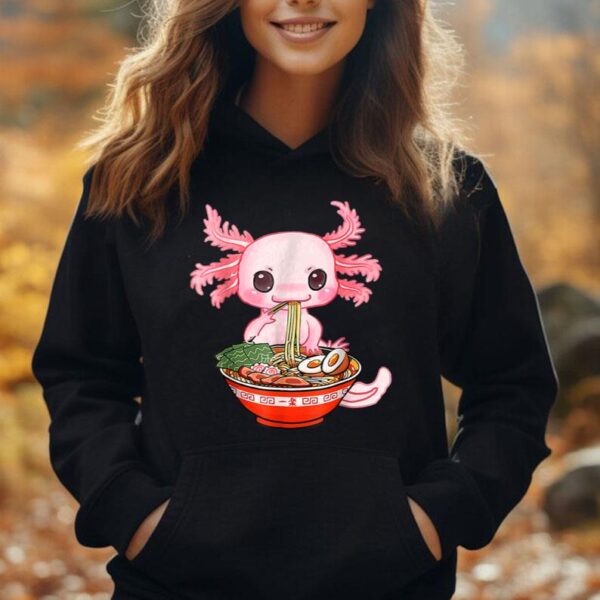 Kawaii Axolotl Eating Ramen Noodles Anime Gift Girls Teens Unisex Hoodie