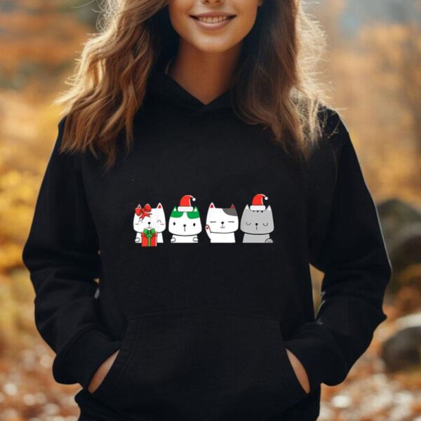 Kawaii Cat Christmas Cute Santa Hat Kittens Kitty X Mas Unisex Hoodie