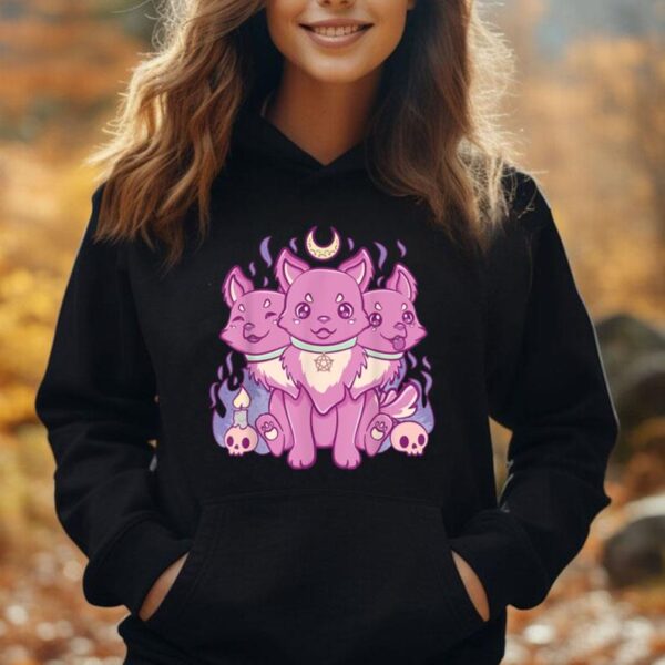 Kawaii Pastel Goth Cute Creepy 3 Headed Dog Anime Skull Moon Unisex Hoodie