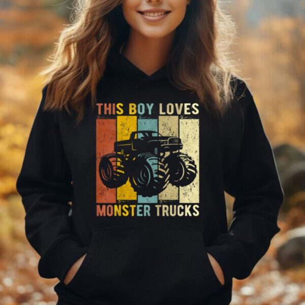 Kids This Boy Loves Monster Trucks Boys Monster Truck Unisex Hoodie