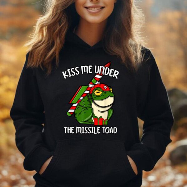 Kiss Me Under The Missile Toad Funny Christmas Holiday Joke Unisex Hoodie