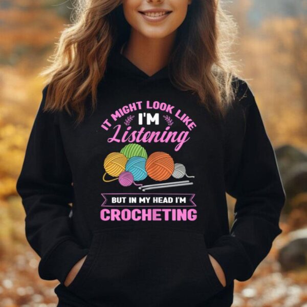 Knitting Funny Crochet In My Head I'm Crocheting Unisex Hoodie