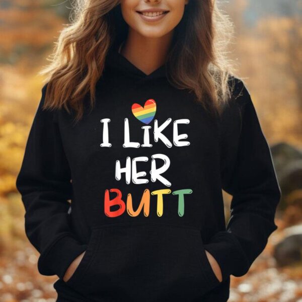 LGBT Lesbian Matching Couples Compliment I Like Her Butt Unisex Hoodie