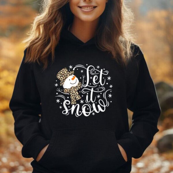 Let It Snow Leopard Print Snowman Merry Christmas Unisex Hoodie